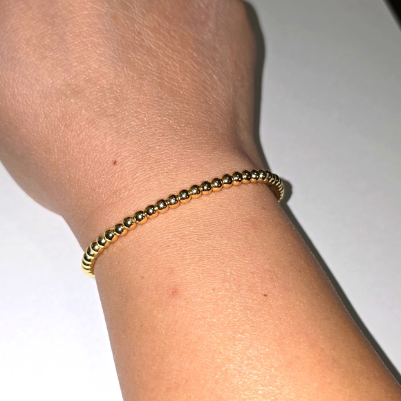 Gold Beaded Bracelet 4mm - Picture 2 of 4